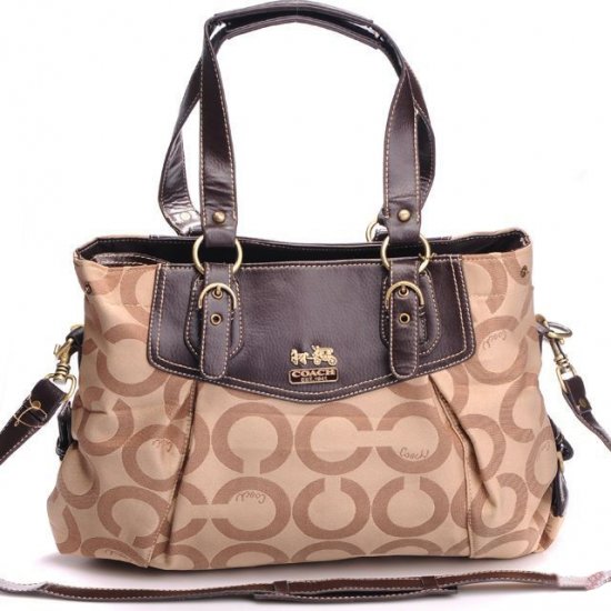 Coach Madeline East West Large Khaki Satchels BXM - Click Image to Close